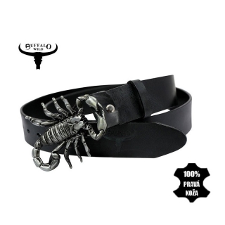 Pánsky kožený opasok Buffalo Wild Scorpion 110cm čierny
