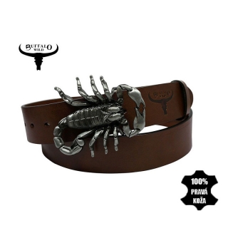 Pánsky kožený opasok Buffalo Wild Scorpion 110cm hnedý