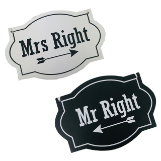 Svadobná tabuľka dekoračná Mr. Right/Mrs. Right