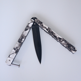 Nôž motýlik SKULL black/white 23/10cm