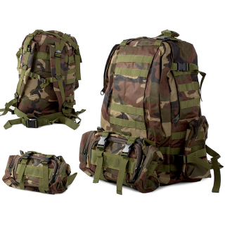 Taktický vojenský ruksak na prežitie 45l + 3,5l camouflage dark moro
