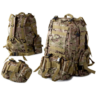 Taktický vojenský ruksak na prežitie 45l + 3,5l camouflage light moro