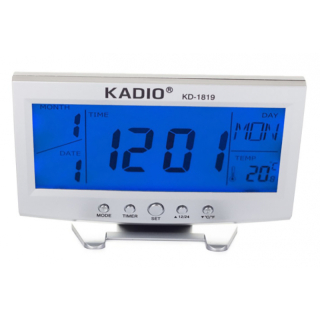 KADIO KD-1819 Digitálny stolový budík LCD, teplomer, alarm