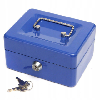 Trezor kovový 15 x 12 x 8cm modrý