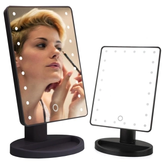 Zrkadlo kozmetické 16x LED 180° čierne