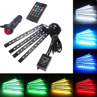 Osvetlenie interiéru auta RGB s diaľkovým ovládačom
