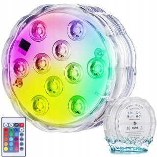 Vodotesná 10LED RGB bazénová lampa s ovládačom