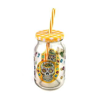 CERVE - Pohár so slamkou Smoothies lebka žltá