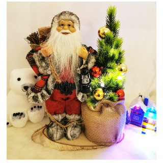 Mikuláš 35cm na podstavci s LED stromčekom
