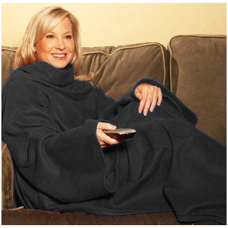 Snuggie - Televízna deka s rukávmi 180 x 138 cm čierna
