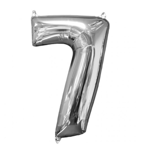 Nafukovací balón 86cm číslo 7 strieborný