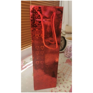 Darčeková taška na alkohol 33 x 10 x 9 cm holografická červená