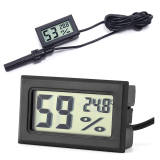 Elektronický panelový teplomer s LCD a meraním vlhkosti so sondou
