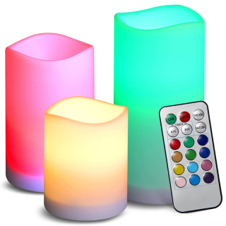 LED RGB sviečky 3ks na diaľkové ovládanie 12 farieb