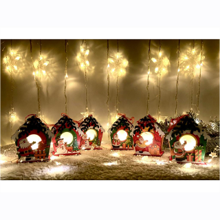Vianočná LED Drevená chalúpka 9x8x5,5 cm