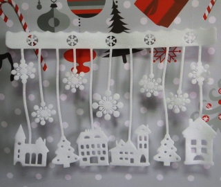 Penová dekorácia na okno Domčeky a vločky 70x50cm 2ks