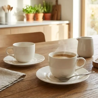 Porcelánové šálky s tanierikmi Alessi La Bella Tavola 2 ks 180 ml