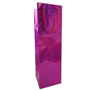 Darčeková taška na alkohol 33 x 10 x 9 cm holografická ružová
