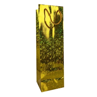 Darčeková taška na alkohol 33 x 10 x 9 cm holografická zlatá