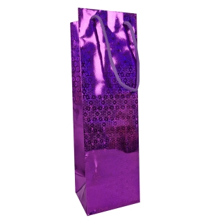 Darčeková taška na alkohol 33 x 10 x 9 cm holografická ružová