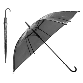 Dáždnik transparentný čierny 91cm
