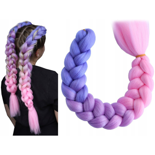 Syntetické vlasy - Vrkoč modro-fialovo-ružový 60cm