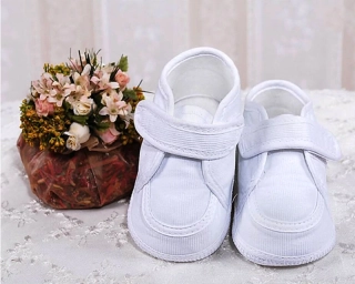 Christopher - Detské topánky - capáčky biele menčestrové č.20 - 13 cm
