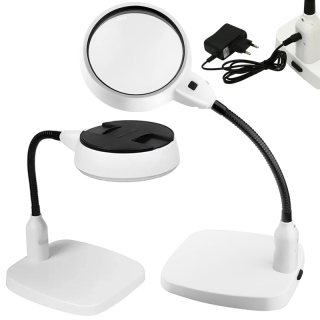 Stolná kozmetická lupa 10x s lampou 21LED