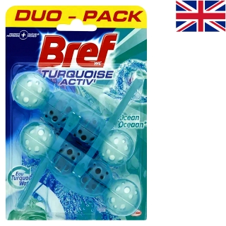 BREF BLUE - Dezinfekčné farbiace guličky na zavesenie do WC 2 x 50g Turquoise Ocean