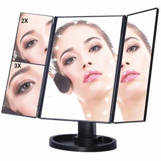 Zrkadlo kozmetické 22 LED otváracie čierne