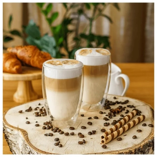 Termo pohár s dvojitým sklom 450ml latte