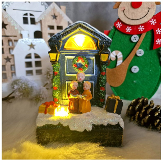Vianočná LED krajinka - koledníci na podstavci LED