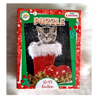 Vianočné puzzle pre deti mačka v čižme