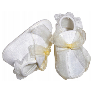 Christopher - Detské topánky - capáčky krémové s mašľou č.18 - 11cm