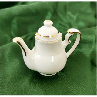 Reutter Porzelan - Porcelánový čajník biely so zlatým lemovaním 11x10 cm