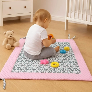 LULANDO - Podložka pre deti vodeodolná na hranie 150x150cm ružová