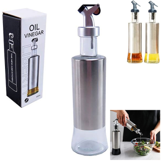 Sklenený dávkovač na olej a ocot 500 ml – nerezové prevedenieovým vrchnákom 300ml