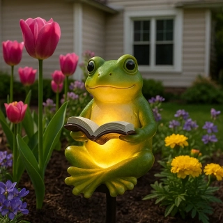 Záhradná solárna lampa Žaba 13cm