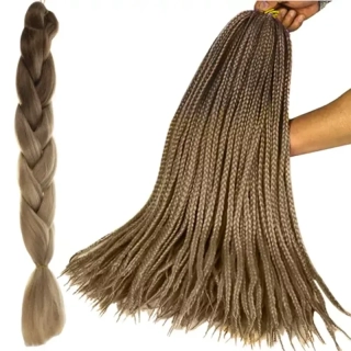 Syntetické vlasy - Vrkoč ombre blond 60cm