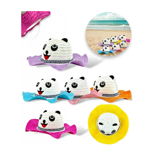 Panda - Detský slamenný klobúk 