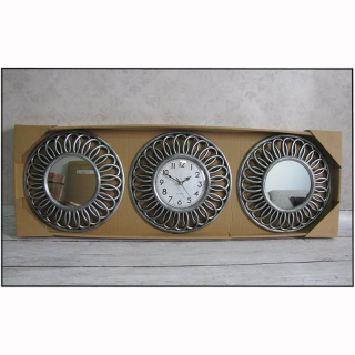 Nástenné hodiny retro vintage s dvoma zrkadlami - 25 cm