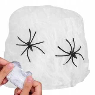 Halloweenska výzdoba Pavučina biela s 2 pavúkmi