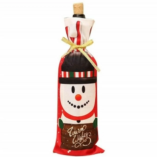 Vianočný obal na fľašu Snehuliak