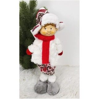 Chlapček - Bábika vianočná biela 32 cm