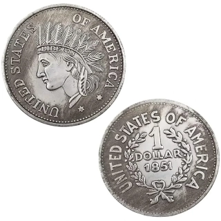 USA 1$ 1851 - Replika starej mince Morgan Indian Head
