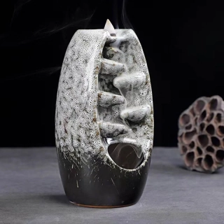 Keramická aromalampa Vodopád 18cm - sivá