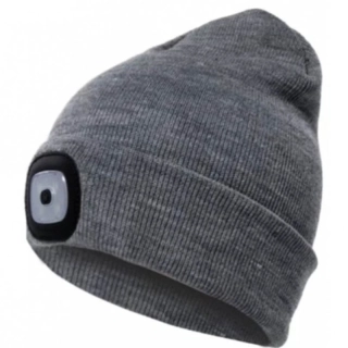 Čiapka s LED baterkou sivá