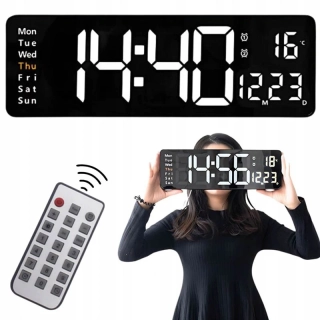 LED hodiny s dátumom a teplomerom 39x13cm