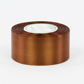 Stuha saténová - 32,9m(36 yardov) x 5 cm : hnedá/mliečna čokoláda