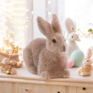 Veľkonočný flísový zajačik ležiaci 12cm - hnedý